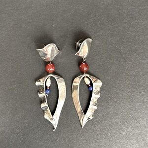 Boho Sterling Silver and Natural Stone Earrings 925
